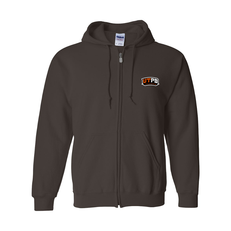 Men's UTPB Falcons Gildan  Heavy Blend Full Zip Hooded Sweatshirt